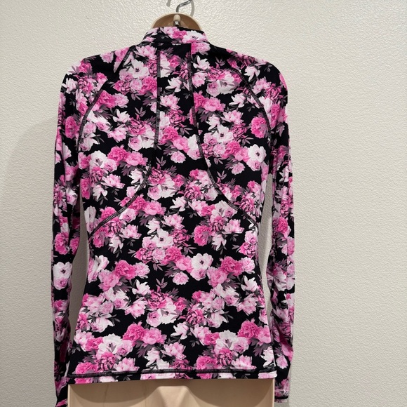 G/FORE Photo Floral Silky Tech Nylon Ruched 1/4 Zip Pullover Size S NWOT - Picture 3 of 15